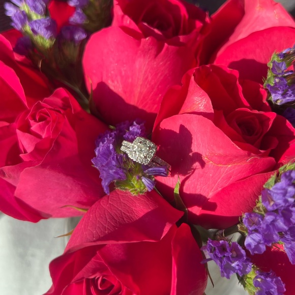 Diamond Engagement Ring + Wedding Band - Picture 1 of 5